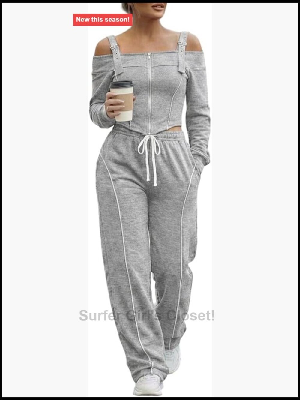 Two Piece Lounge Set: Cold Shoulder Top & Wide Leg Pants Set